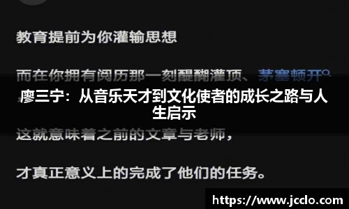 廖三宁：从音乐天才到文化使者的成长之路与人生启示